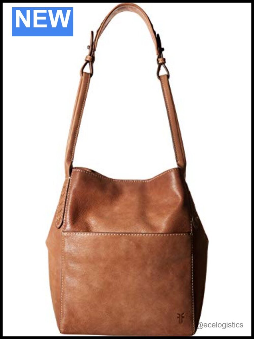 Genuine Leather Hobo Bag with Magnetic Closure - Tan